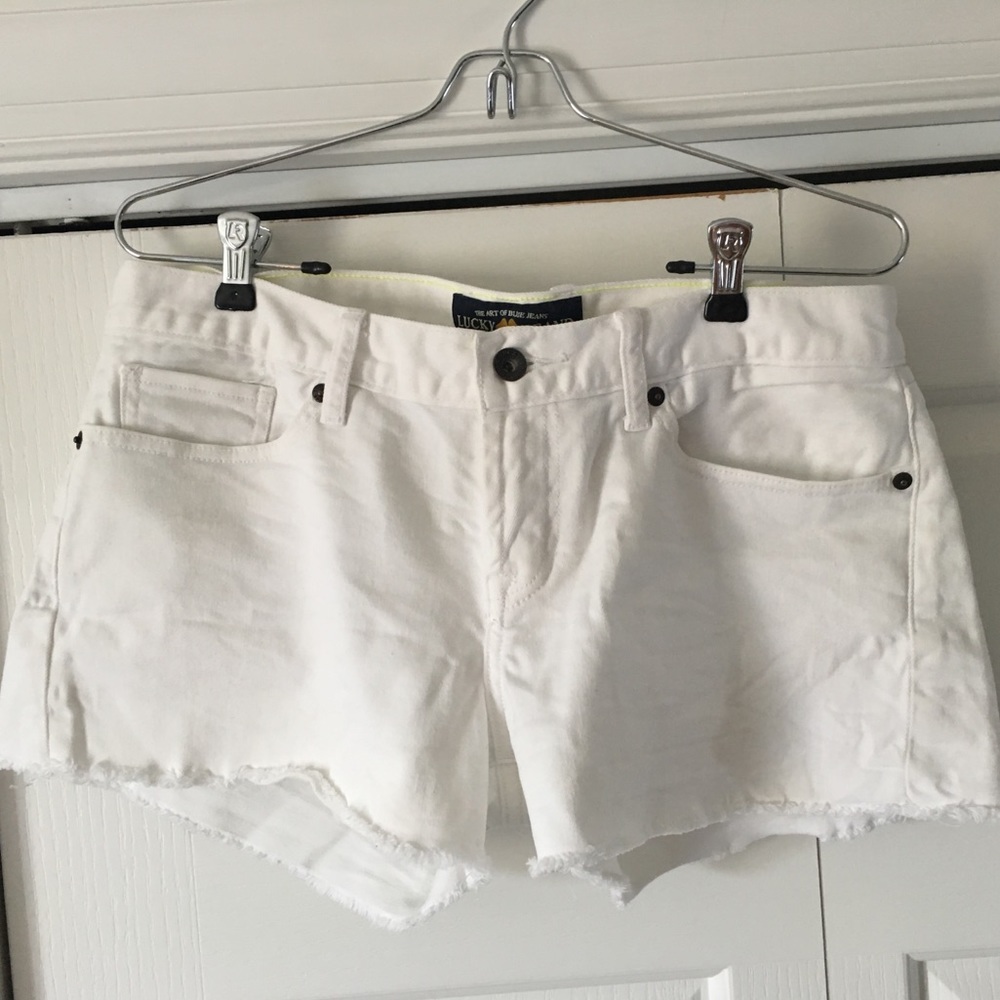Lucky white denim cutoff short